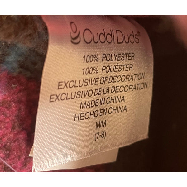 Cuddl Duds Women’s Red Deep Wine Waffle Knit Pom-Pom Slipper Booties Size M 7-8