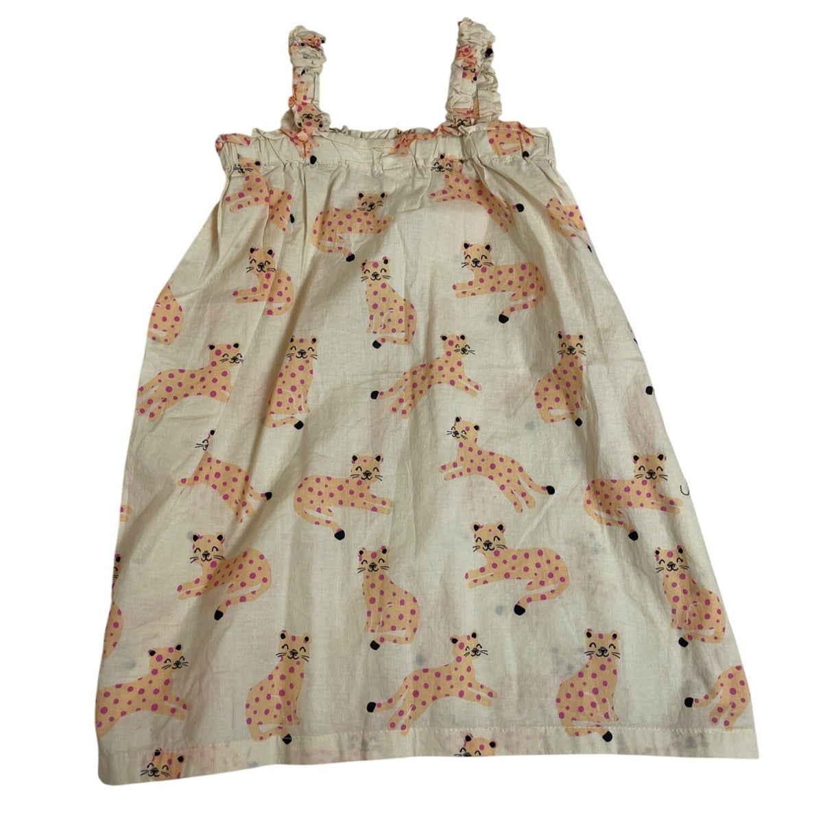 H&M Toddler Girls Sleeveless Cat Print Dress Beige & Pink Size 3T - New