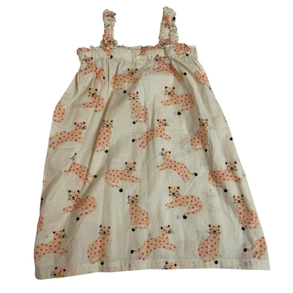 H&M Toddler Girls Sleeveless Cat Print Dress Beige & Pink Size 3T - New