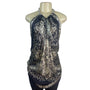 Forever Halter Neck Black & Gold Blouse With Chain Detail Paisley Size M - New