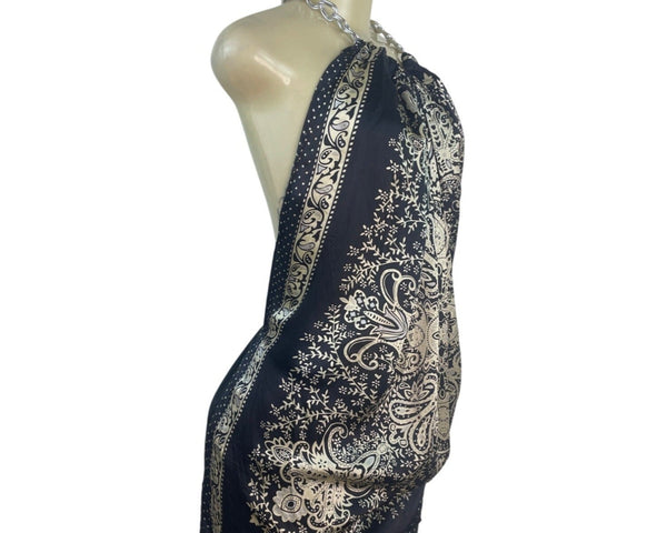 Forever Halter Neck Black & Gold Blouse With Chain Detail Paisley Size M - New
