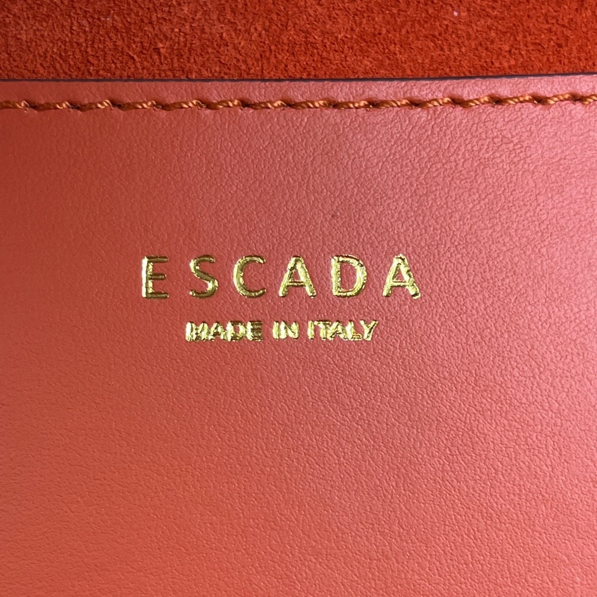 Escada Tropical Orange Leather Suede  Adjustable Strap W Padlock Women Tote Sz M