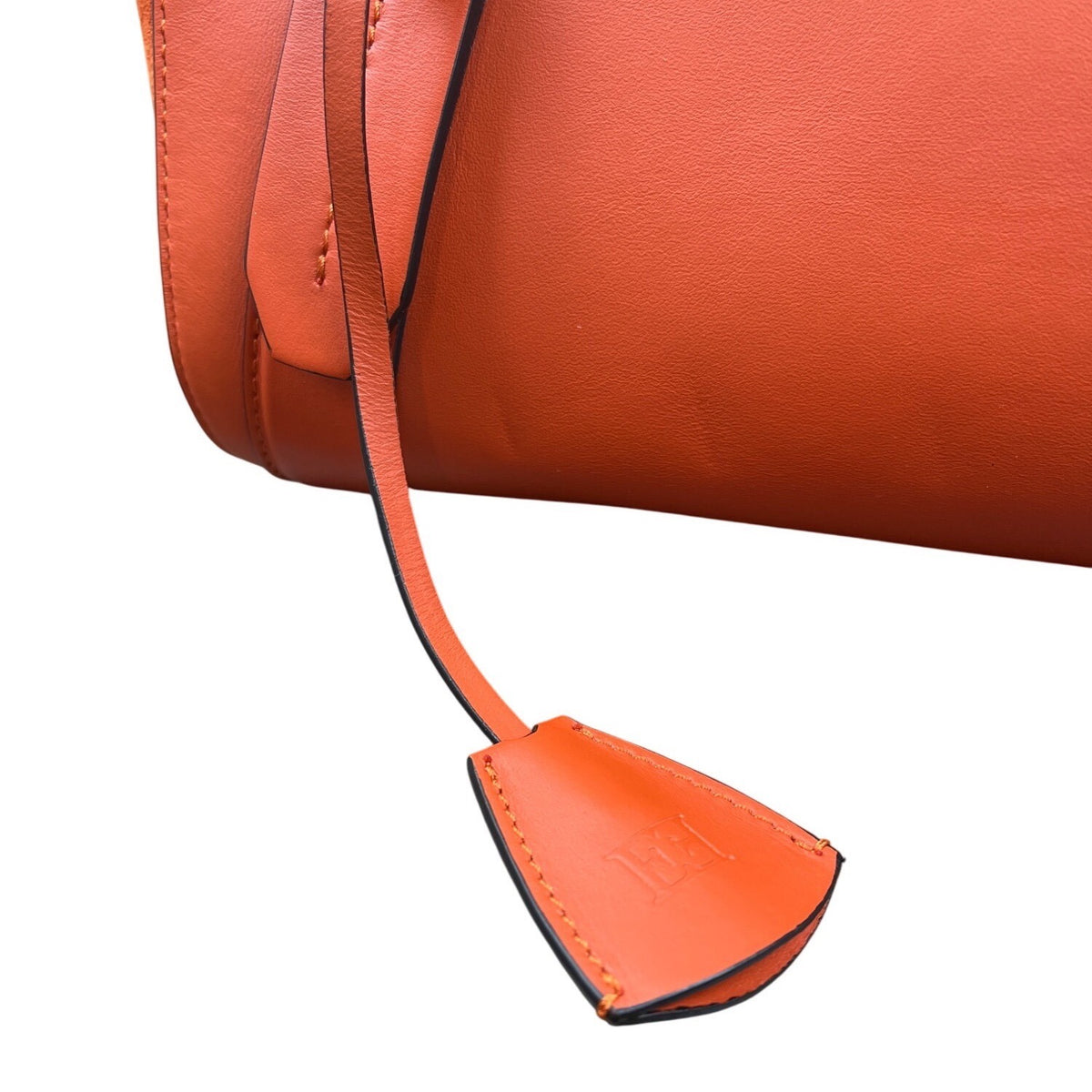 Escada Tropical Orange Leather Suede  Adjustable Strap W Padlock Women Tote Sz M
