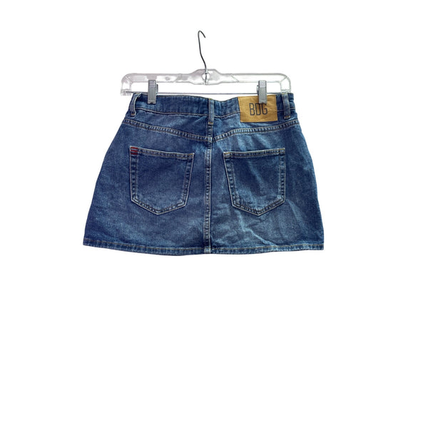 BDG Womens Blue Denim Mini Skirt Cotton Casual Front & Back Pockets Size Small