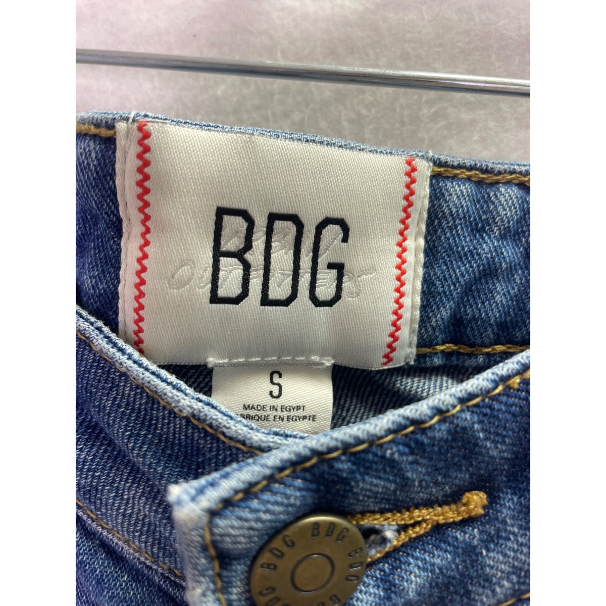 BDG Womens Blue Denim Mini Skirt Cotton Casual Front & Back Pockets Size Small