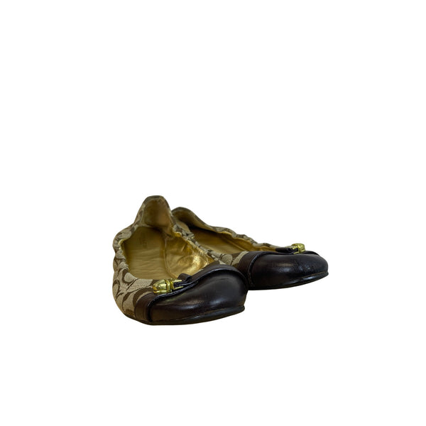 Coach Womens Brown Signature Print Flats Leather Accent Size Unknown