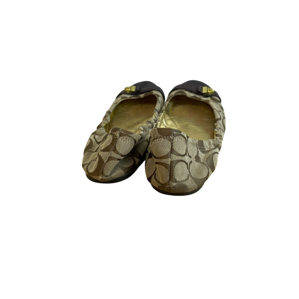 Coach Womens Brown Signature Print Flats Leather Accent Size Unknown
