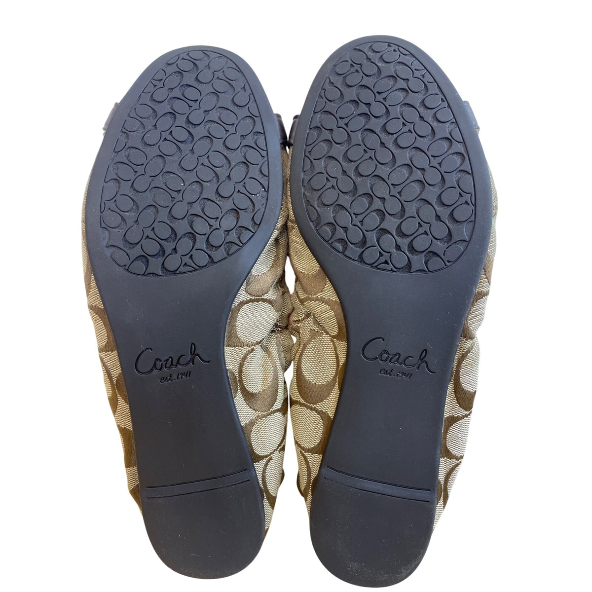 Coach Womens Brown Signature Print Flats Leather Accent Size Unknown
