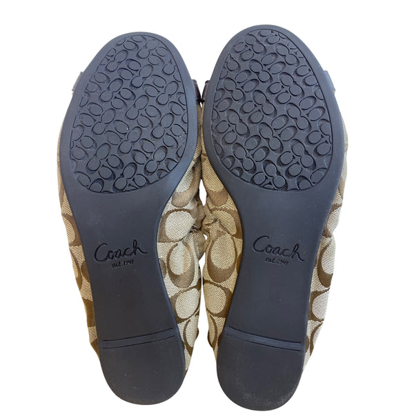 Coach Womens Brown Signature Print Flats Leather Accent Size Unknown