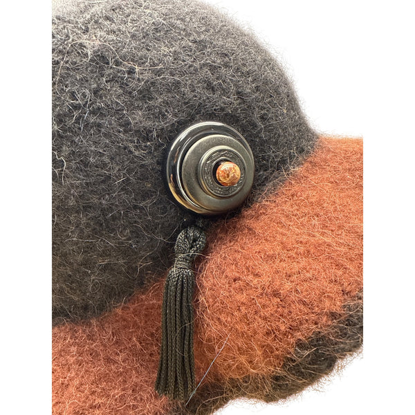 Handmade Susan Salomon Black & Rust Wool Felt Cloche Hat
