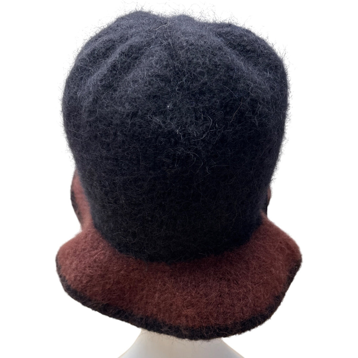 Handmade Susan Salomon Black & Rust Wool Felt Cloche Hat