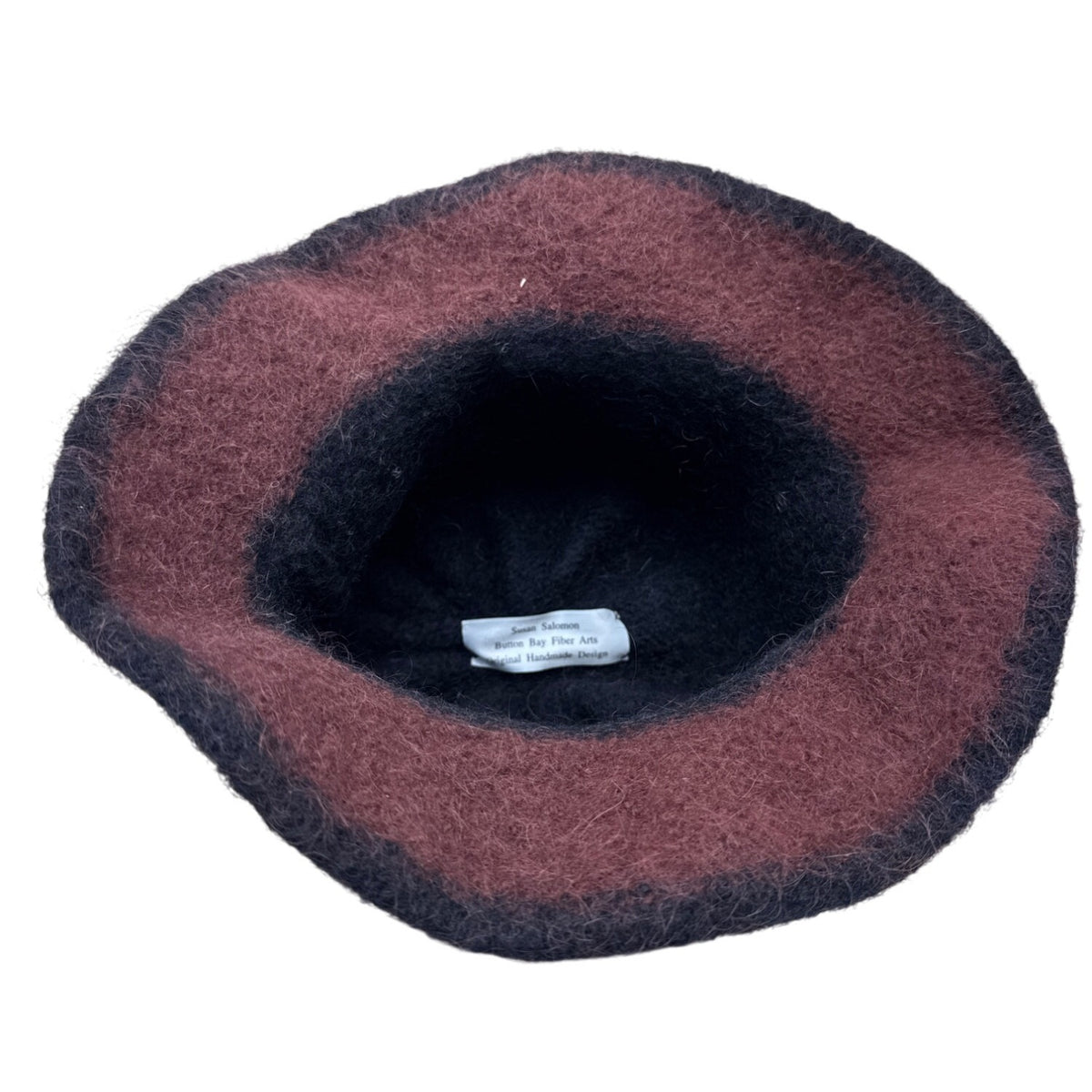 Handmade Susan Salomon Black & Rust Wool Felt Cloche Hat