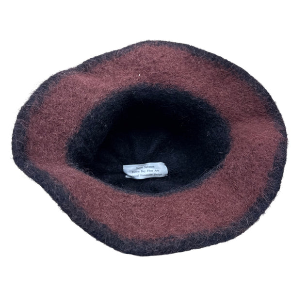 Handmade Susan Salomon Black & Rust Wool Felt Cloche Hat