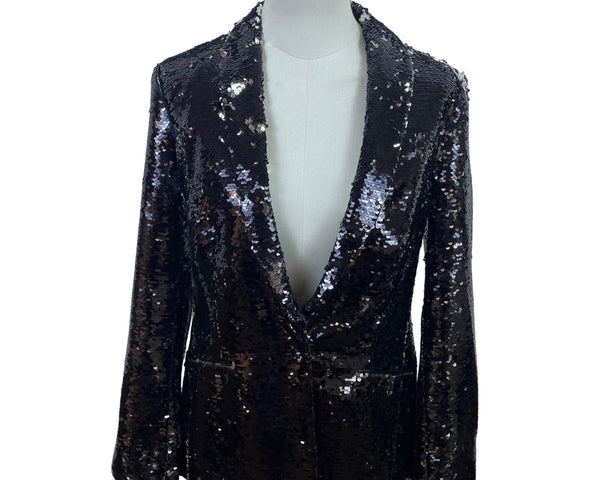 Inc International Concepts Women's Black Sequin Blazer Formal Jacket Size M