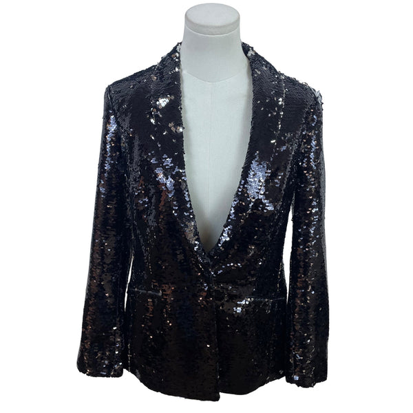 Inc International Concepts Womens Black Sequin  Blazer  Formal Jacket Sz M