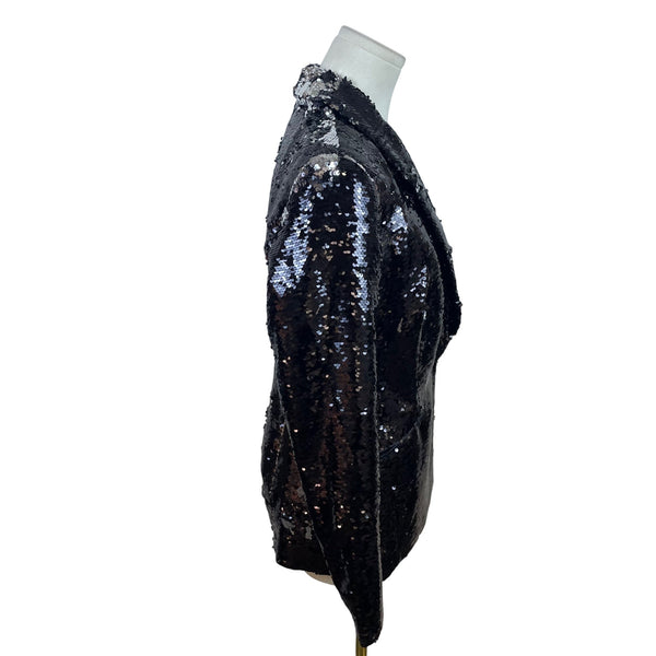 Inc International Concepts Womens Black Sequin  Blazer  Formal Jacket Sz M
