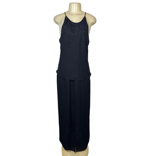 Chelsea Nites Women's Black Sleeveless Beaded Jumpsuit With Back Zipper Size 14