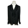 Ann Taylor Womens Black & Gold Polka Dot Ruffle Mesh Long Sleeve Blouse Sz S
