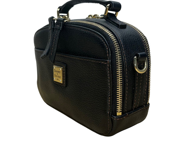 Dooney & Bourke Womens Black Leather Adjustable Strap Belvedere Crossbody Bag