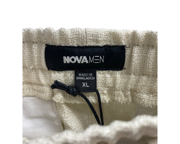 Nova Men Beige Cotton Blend Joggers XL Elastic Waist Pocketed