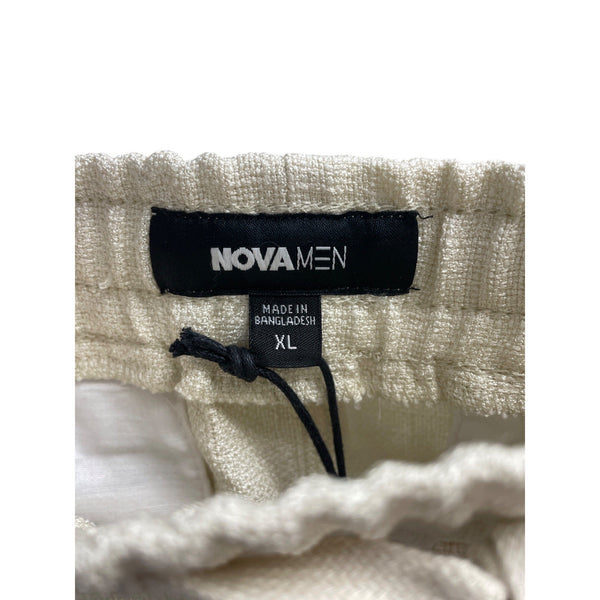 Nova Men Beige Cotton Blend Joggers XL Elastic Waist Pocketed