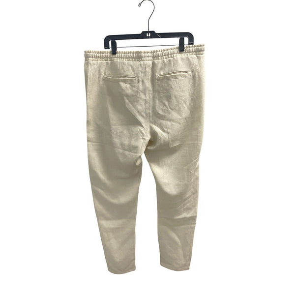 Nova Men Beige Cotton Blend Joggers XL Elastic Waist Pocketed