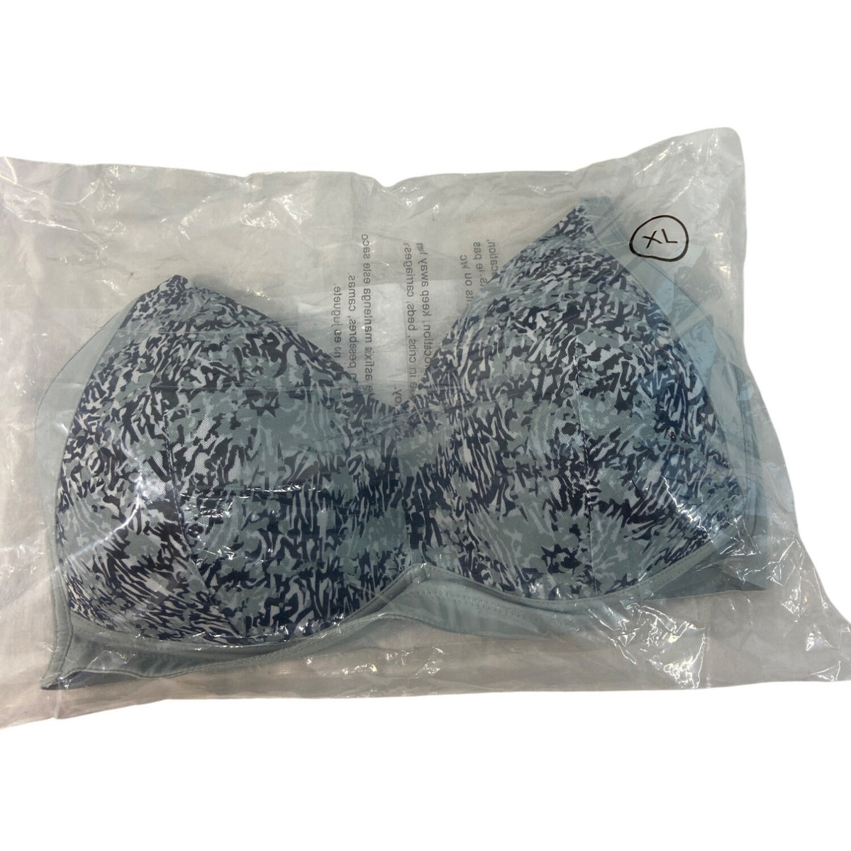 Rhonda Shear Two Pack Wireless Bras Light Blue & Print Size XL