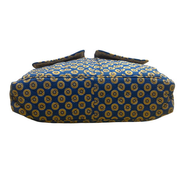 Vera Bradley Blue & Yellow Patterned Quilted Zip Closure & Pockets Shoulder Bag