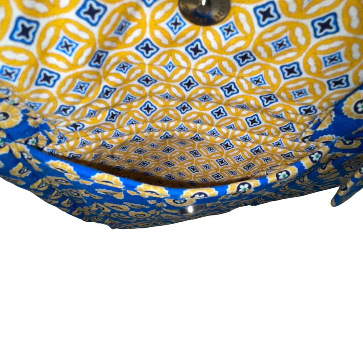 Vera Bradley Blue & Yellow Patterned Quilted Zip Closure & Pockets Shoulder Bag