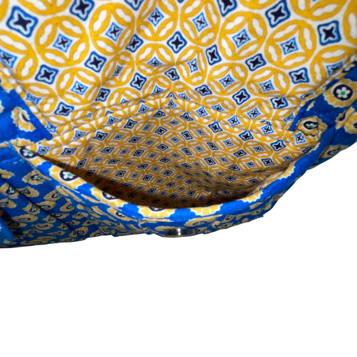 Vera Bradley Blue & Yellow Patterned Quilted Zip Closure & Pockets Shoulder Bag