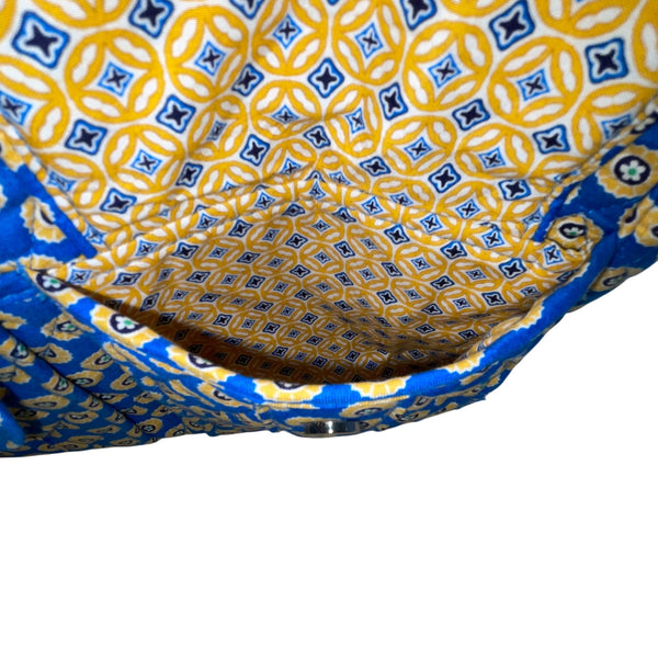 Vera Bradley Blue & Yellow Patterned Quilted Zip Closure & Pockets Shoulder Bag