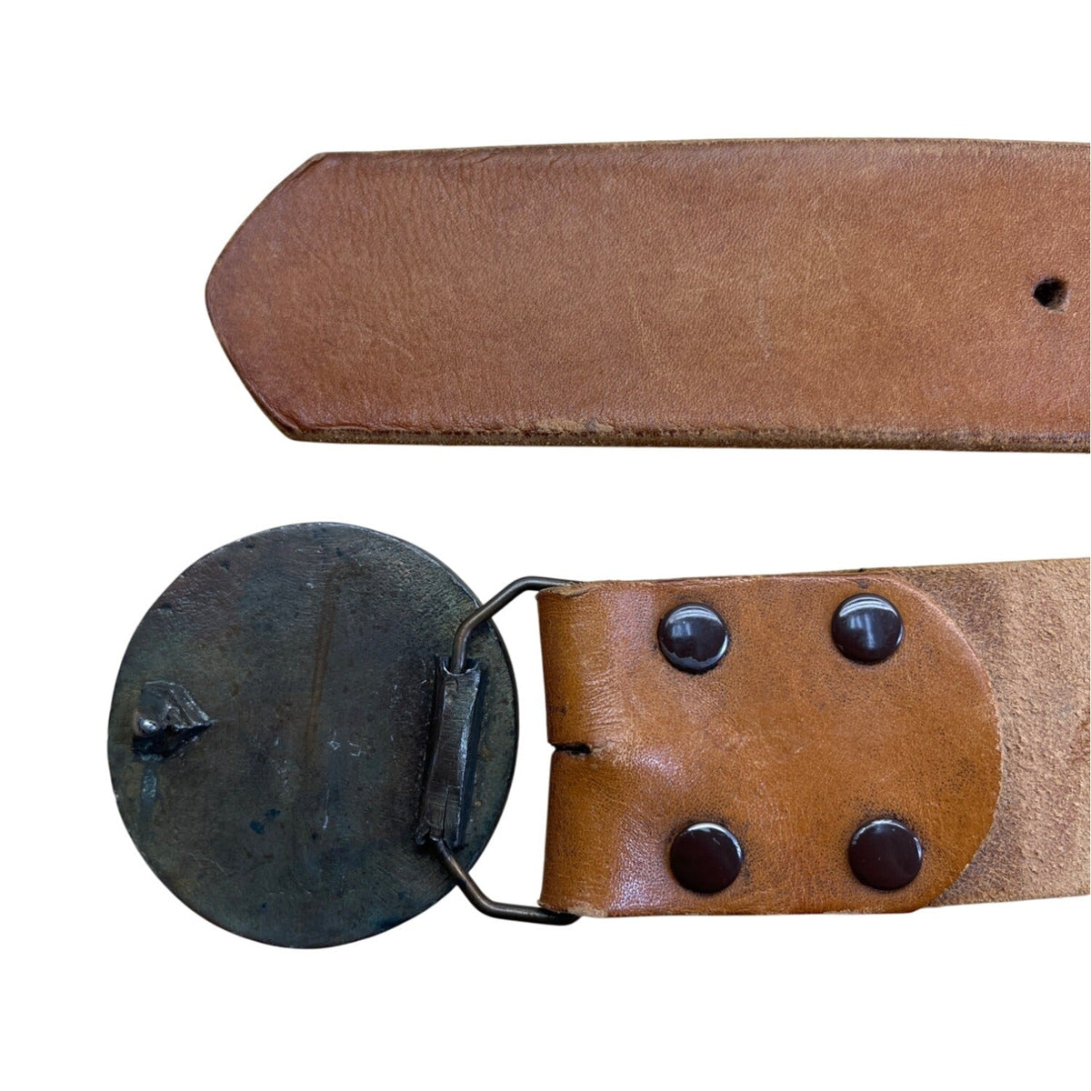 Vintage 1937 Mickey Mouse Brown Leather Belt With Metal Buckle