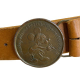Vintage 1937 Mickey Mouse Brown Leather Belt With Metal Buckle