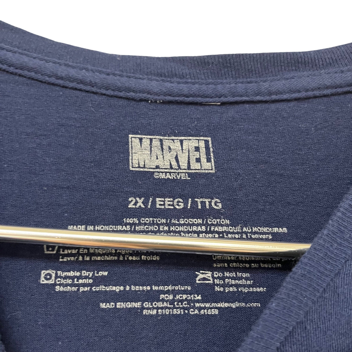 Marvel Mens Navy Blue Cotton Loki Graphic T-Shirt Size 2X Casual Crewneck Comic Design