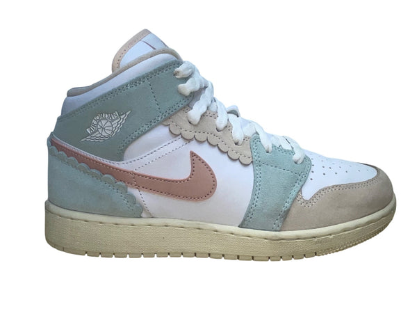 Nike Girls Pink Oxford Daybreak Pastel Air Jordan 1 Mid SE Sneakers Size 6.5Y