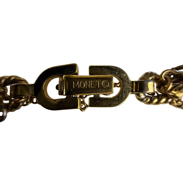 Monet Womens Gold Tone Chain Bracelet With Enamel Cake Charm Vintage