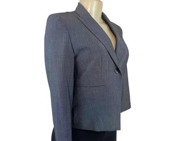 Calvin Klein Women’s Gray Cropped Blazer Jacket Sleeves Classic Fit Size 2 3/4