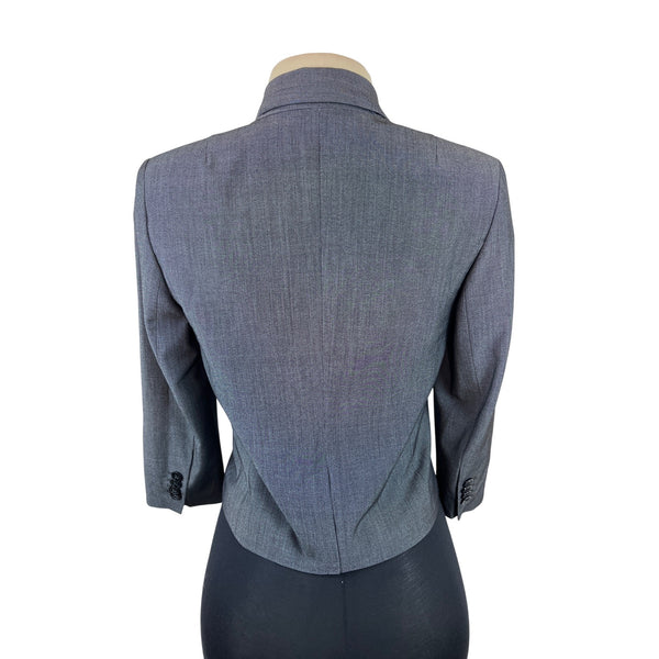 Calvin Klein Women’s Gray Cropped Blazer Jacket Sleeves Classic Fit Size 2 3/4