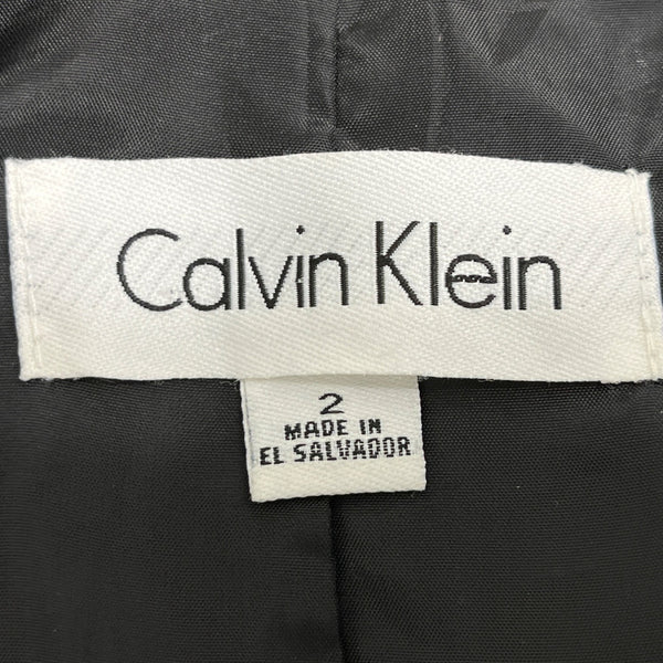 Calvin Klein Women’s Gray Cropped Blazer Jacket Sleeves Classic Fit Size 2 3/4