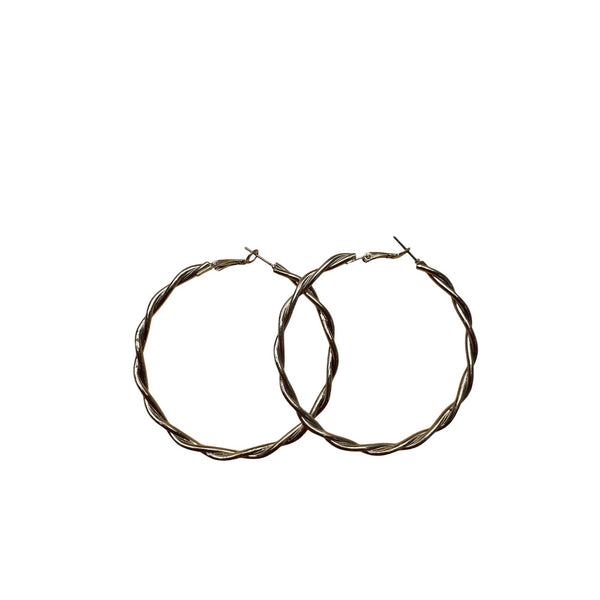 Silver Twisted Hoop Earrings For Women