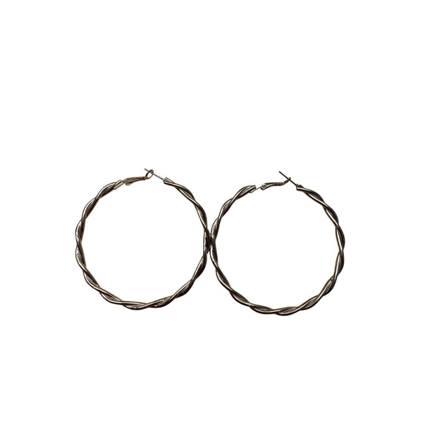 Silver Twisted Hoop Earrings For Women