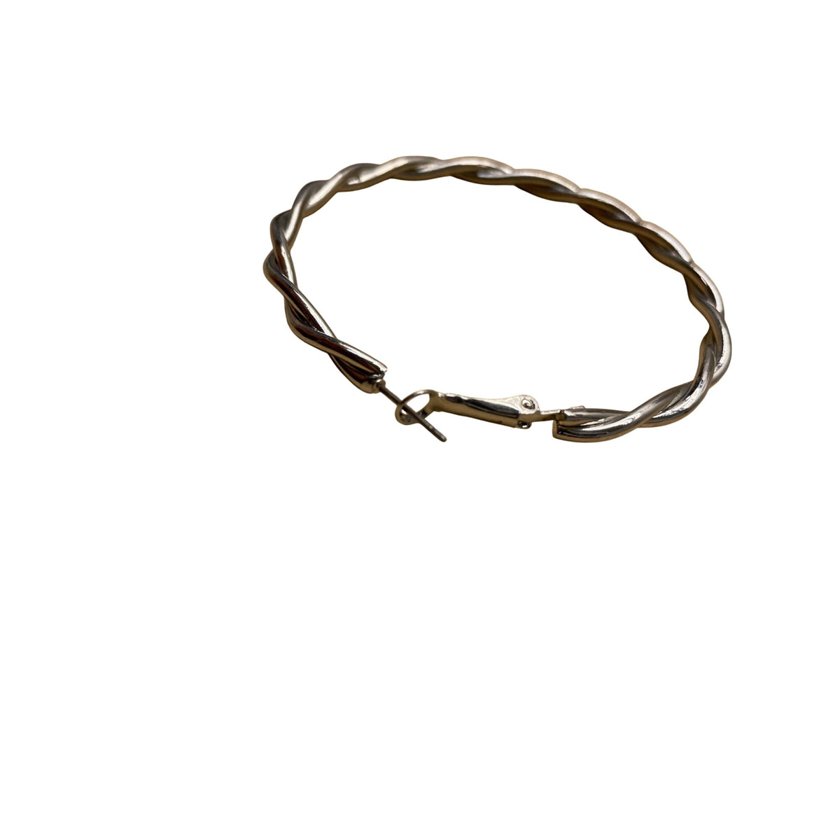 Silver Twisted Hoop Earrings For Women