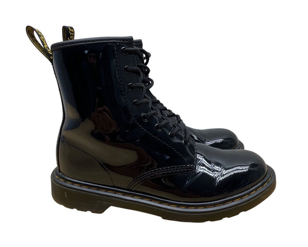 Dr. Martens Youth Black Patent Leather With Side Zipper Lace-Up Boots Size 5 US
