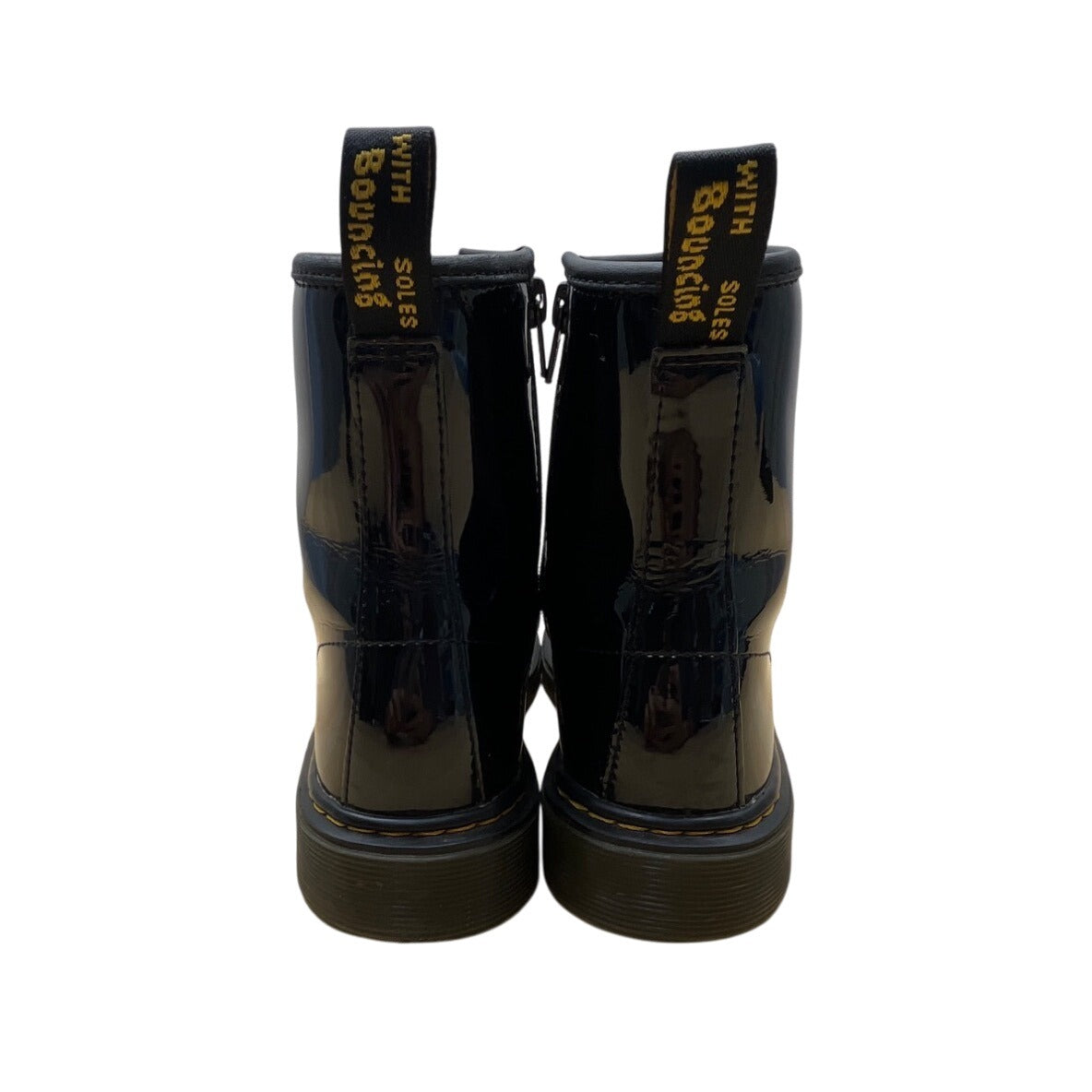 Dr. Martens Youth Black Patent Leather With Side Zipper Lace-Up Boots Size 5 US