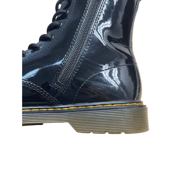 Dr. Martens Youth Black Patent Leather With Side Zipper Lace-Up Boots Size 5 US