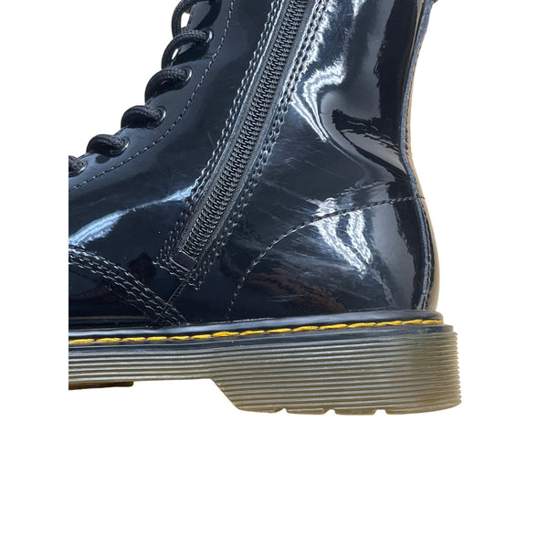 Dr. Martens Youth Black Patent Leather With Side Zipper Lace-Up Boots Size 5 US