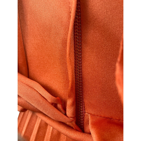 Vintage Style Rust Orange Maxi Dress With Belt & Flutter Sleeves S/M