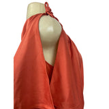 Vintage Style Rust Orange Maxi Dress With Belt & Flutter Sleeves S/M