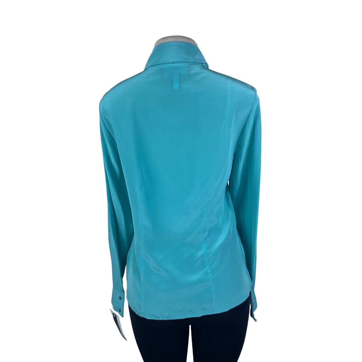 Jones Wear Essentials Women’s Teal Tie Neck Blouse Long Sleeve Size 6
