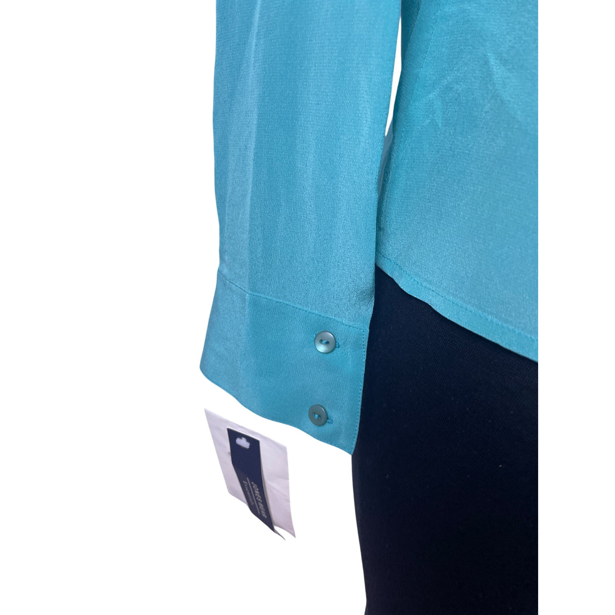 Jones Wear Essentials Women’s Teal Tie Neck Blouse Long Sleeve Size 6